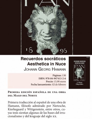Prepublicación Recuerdos socráticos y Aesthetica in nuce de Johann G. Hamann